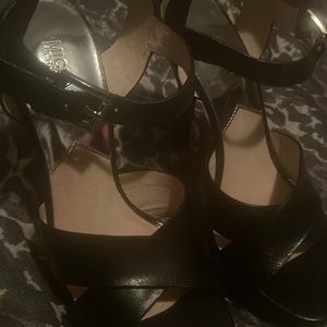4 1/2 inch strap heel black shoes